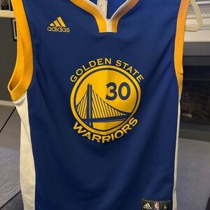 adidas Blue and Yellow Golden State Warriors Kids Jersey